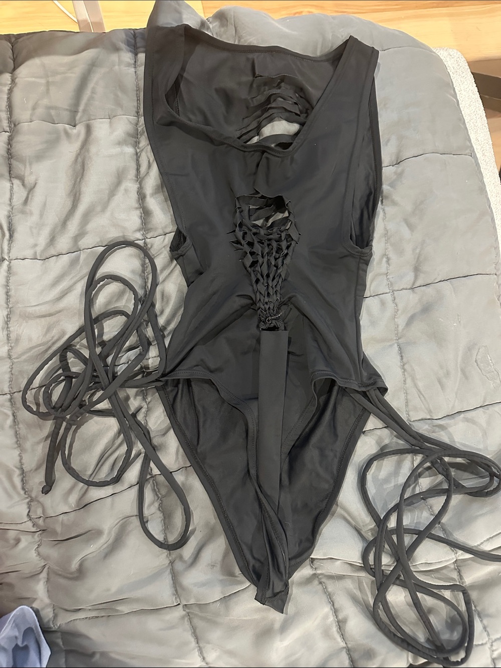 FRW black bodysuit with leg straps